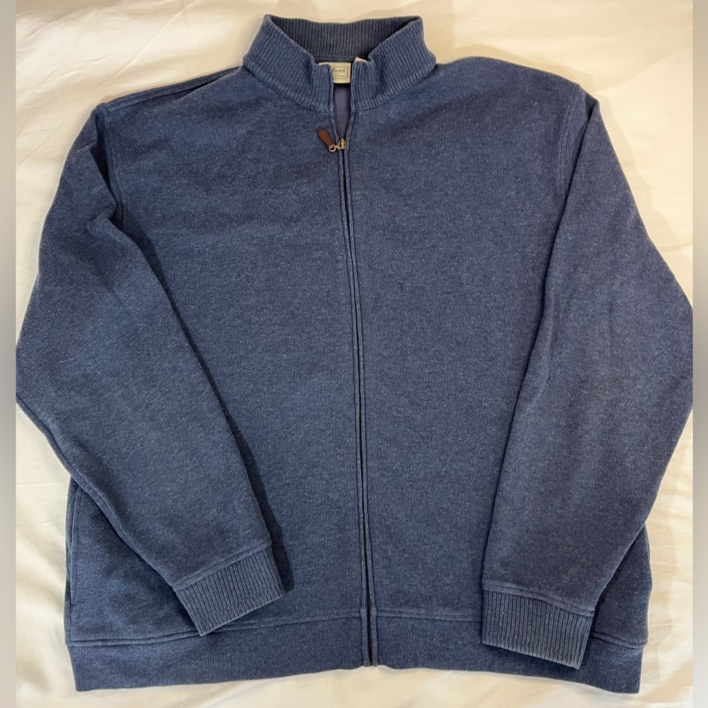 LL Bean Blue Classic Cotton Full-Zip Sweater Cardigan Men’s XXL